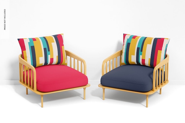 Lounge Armchairs Mockup, Left and Right View