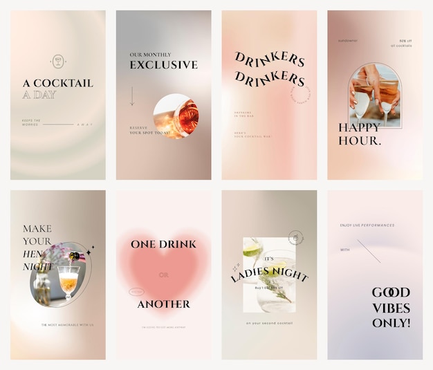 PSD lounge gradient poster template psd in blur vintage style set