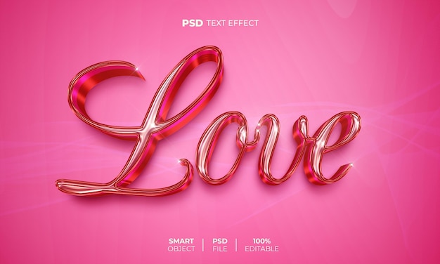 PSD love 3d editable text effect