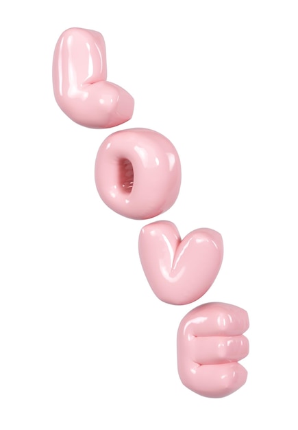 PSD love 3d realistico rosa verticale testo palloncino trasparente per il giorno di san valentino giorno delle donne