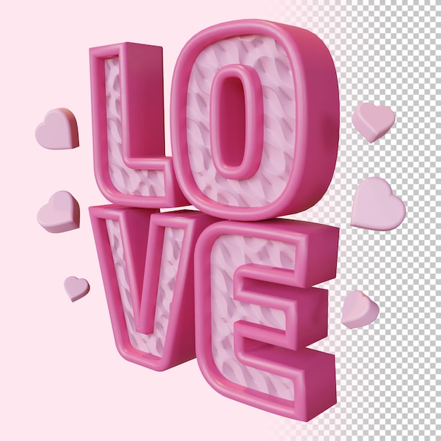 PSD amore 3d rendering lettera in grassetto isolata nel rendering 3d