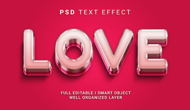 PSD Любовь 3d текстовый эффект в стиле psd