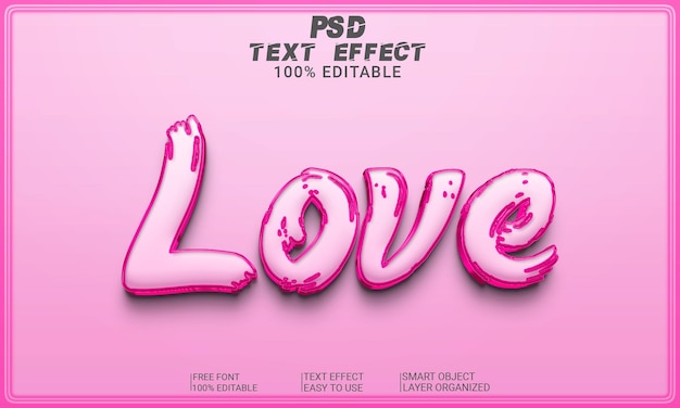 Любовь 3D текстовый эффект PSD файл
