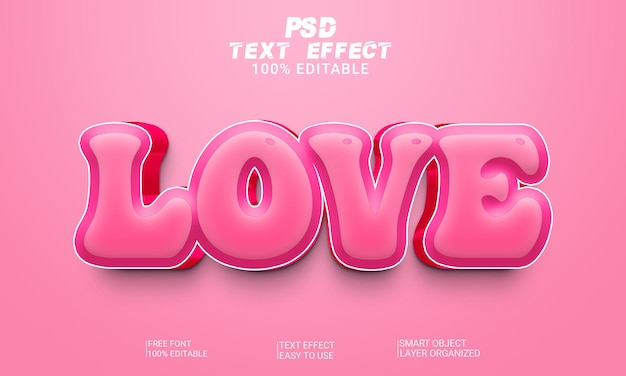 Love 3d text effect psd file