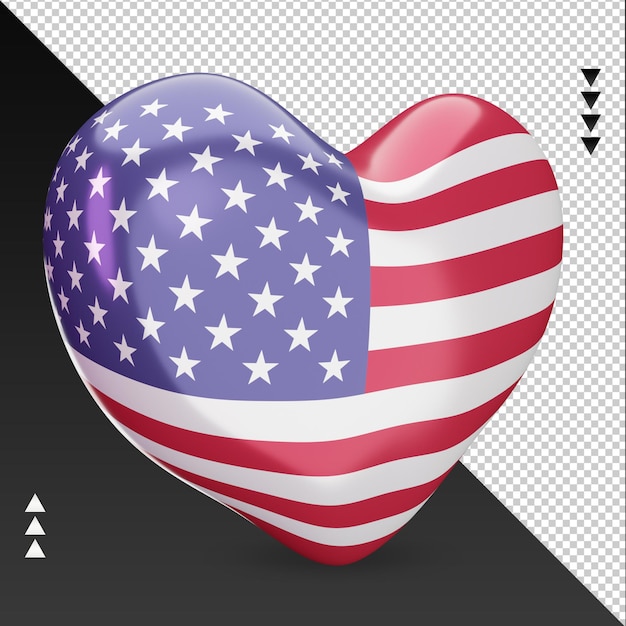 Любовь америка флаг очаг 3d рендеринга вид слева