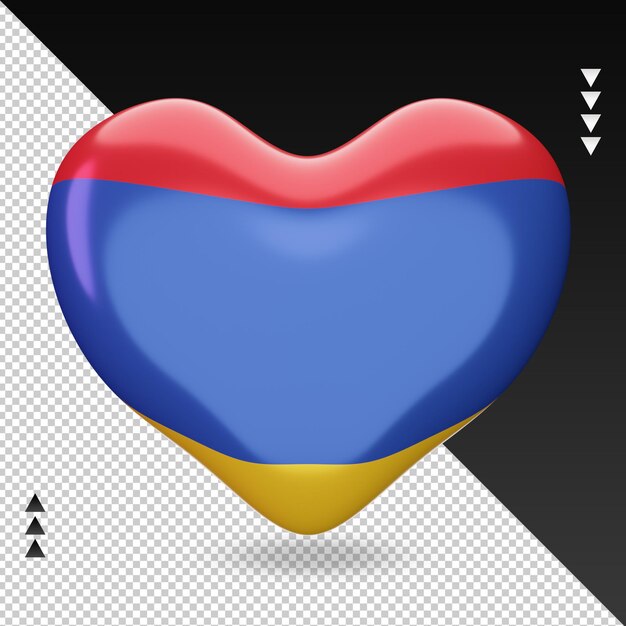 PSD love armenia flag hearth 3d rendering front view
