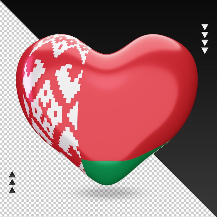 PSD любовь беларусь флаг очаг 3d-рендеринга вид спереди
