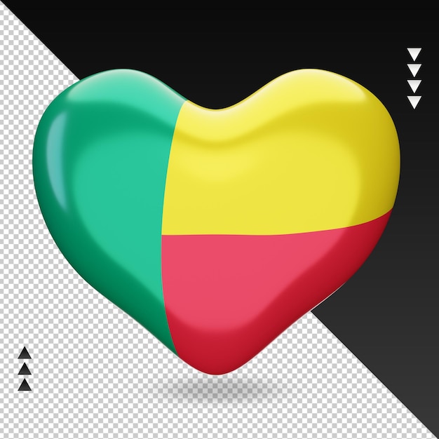 Love benin flag hearth 3d rendering front view