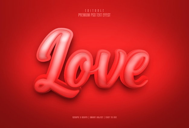 Love bewerkbaar premium psd 3d-teksteffect