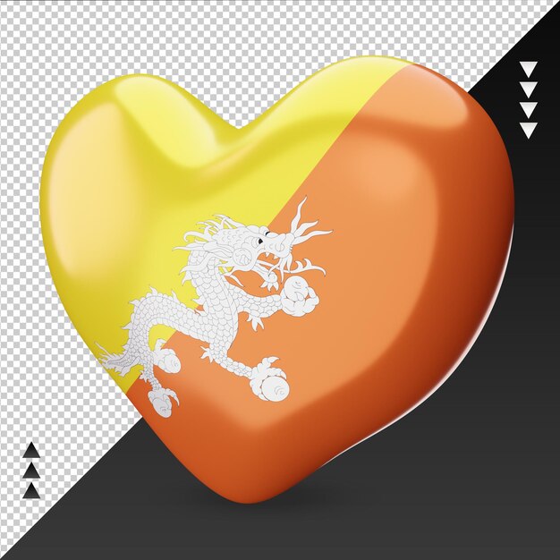 Love bhutan flag hearth 3d rendering right view