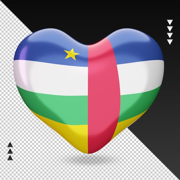 PSD 中央アフリカ共和国の旗の囲炉裏3dレンダリング正面図が大好き