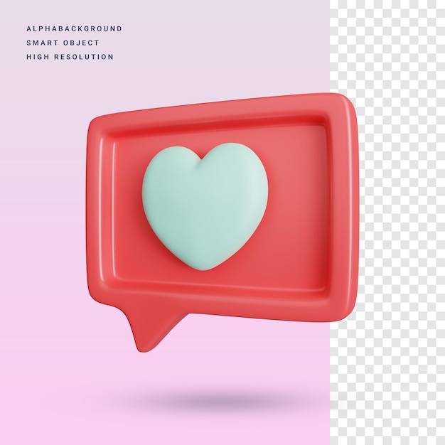 Amore in chat 3d icona illustrazione