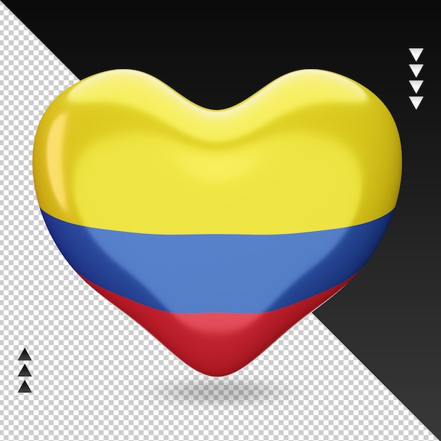 コロンビアの旗の炉床の3dレンダリングの正面図が大好きです