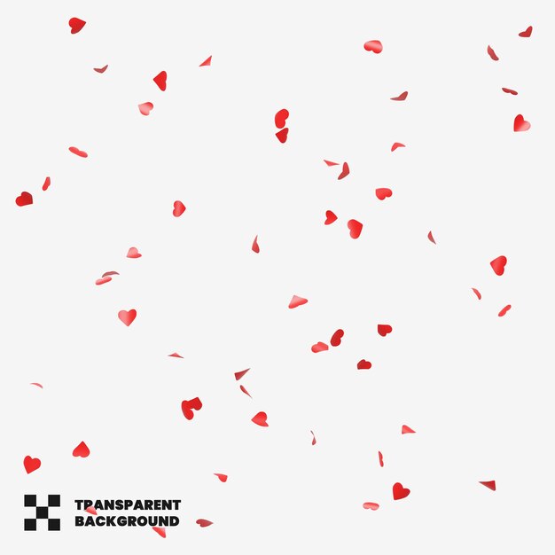 PSD love confetti transparent