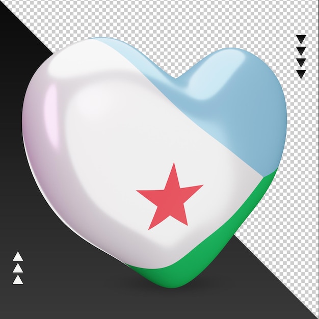 Love djibouti flag hearth 3d rendering left view