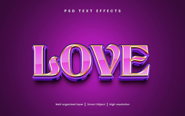 Love editable 3d text effect