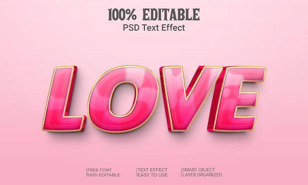 Love editable 3d text effect