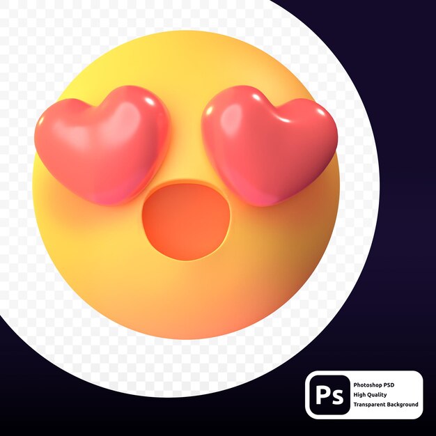 PSD love emoji in 3d render for graphic asset web or presentation