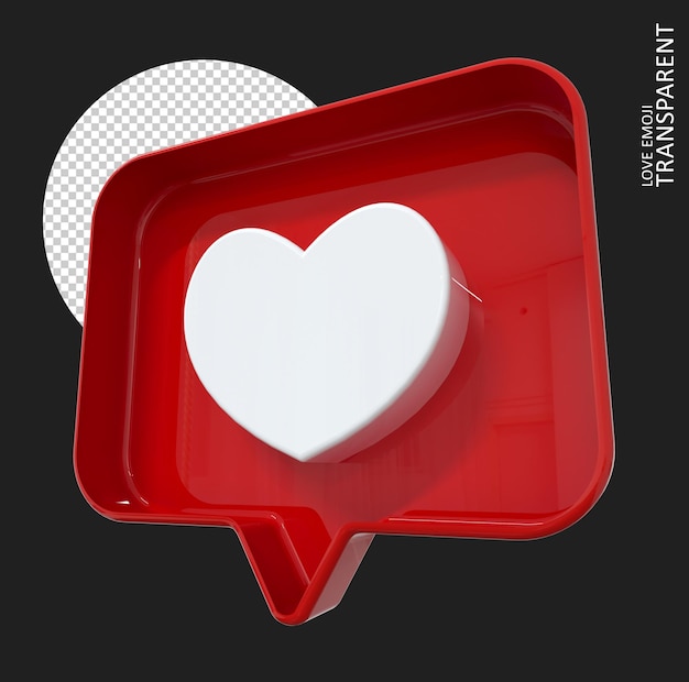 love emoji red 3d, значок любви, социальные медиа emoji 3d