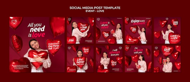 PSD love event instagram post template design