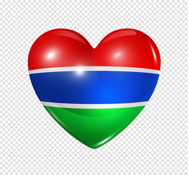 PSD icona della bandiera del cuore 3d simbolo di amore gambia
