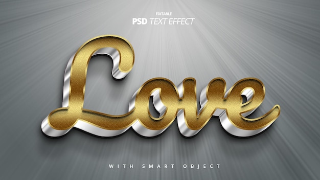 Love gold text effect 3d mockup design