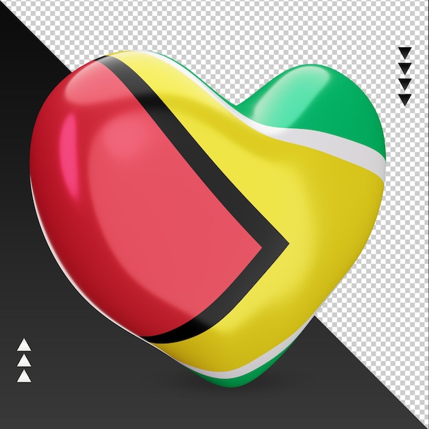 Love guyana flag hearth 3d rendering left view