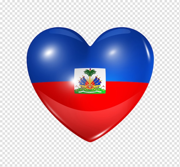 Love Haiti symbol 3D heart flag icon