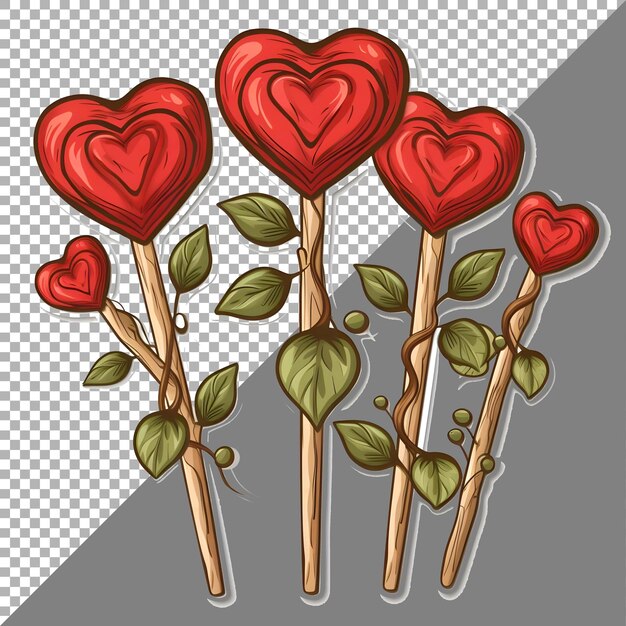 PSD love heart houten bordjes mockup sticker stijl transparante achtergrond ai gegenereerd