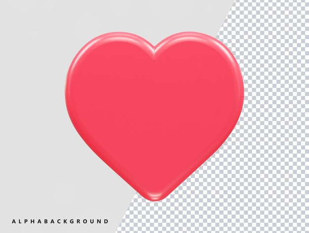 Love heart icon 3d rendering illustration element transparent