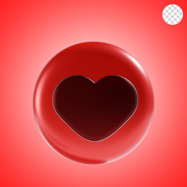 Love icon 3d illustration with red background