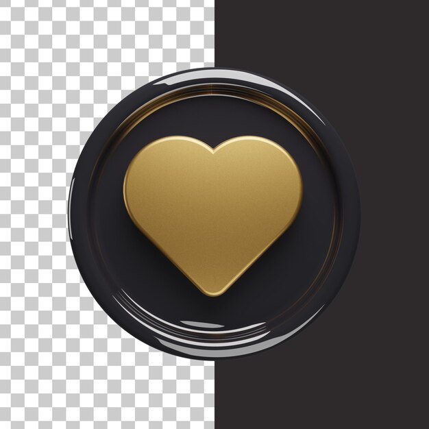 PSD love icon gold 3d