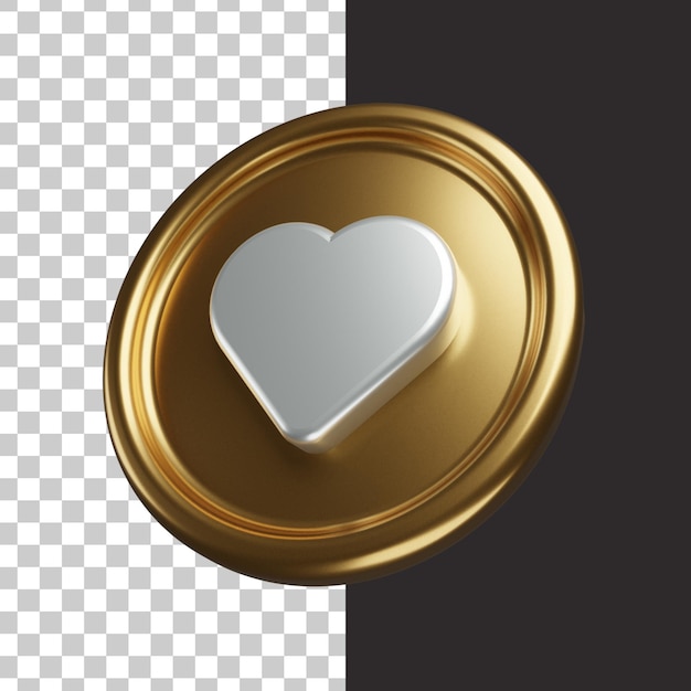 PSD love icon gold 3d