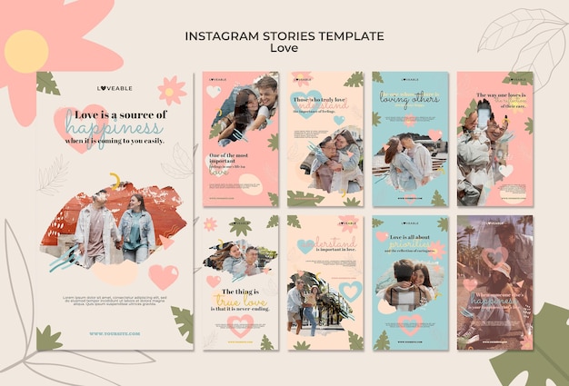 PSD love instagram stories template with photo