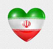 PSD love iran symbol  3d heart flag icon isolated on white with clipping path