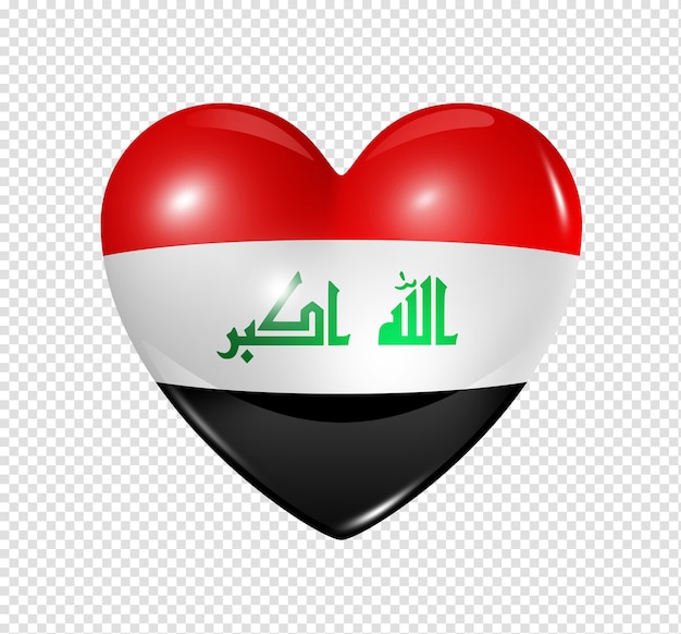 Love iraq symbol  3d heart flag icon isolated on white with clipping path