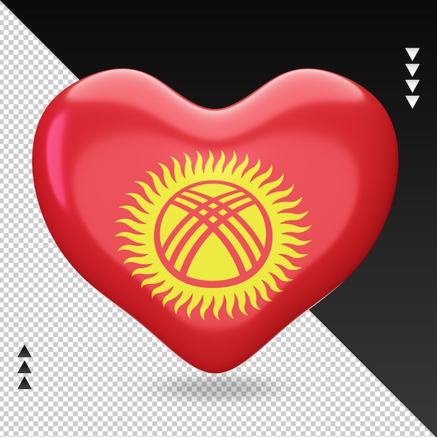 PSD love kyrgyzstan flag hearth 3d rendering front view