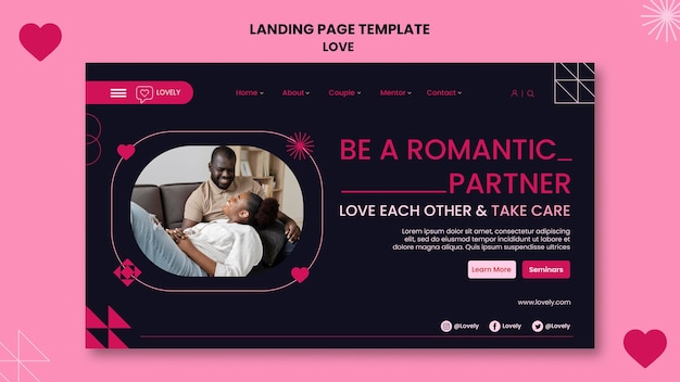 PSD love landing page with photo