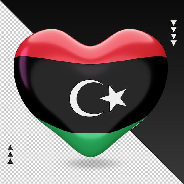 Love libya flag hearth 3d rendering front view