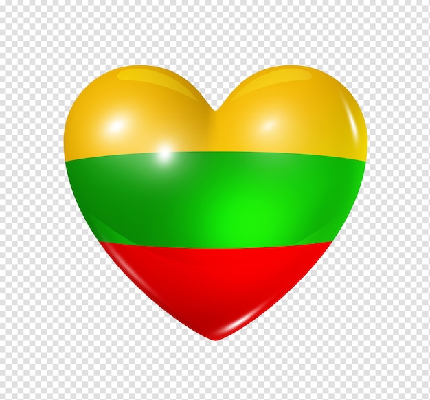 Love Lithuania symbol  3D heart flag icon isolated on white with clipping path