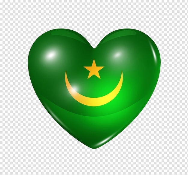 PSD love mauritania symbol of a 3d heart with flag design isolated