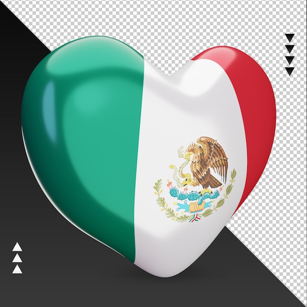 PSD 사랑 멕시코 국기 난로 3d 렌더링 왼쪽 보기