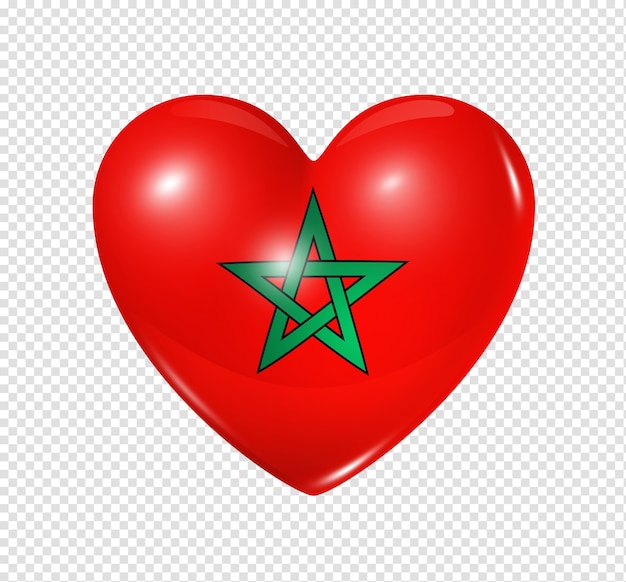 PSD amo il marocco simbolo di un cuore 3d con design bandiera isolato