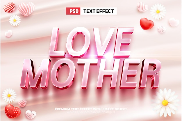 PSD love mother movies cinematic bold 3d editable text effect mockup template