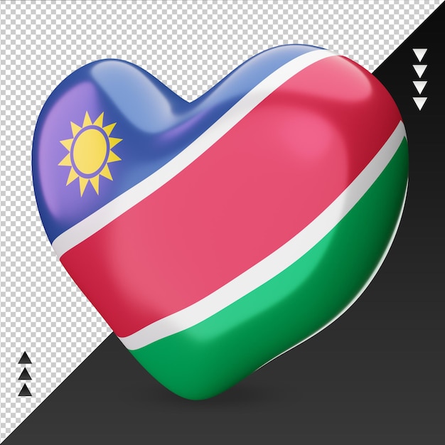 PSD love namibia flag hearth 3d rendering right view