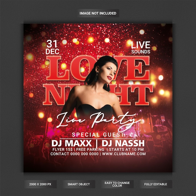 Love night party flyer template