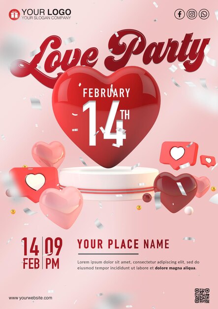 Love party poster for valentines day
