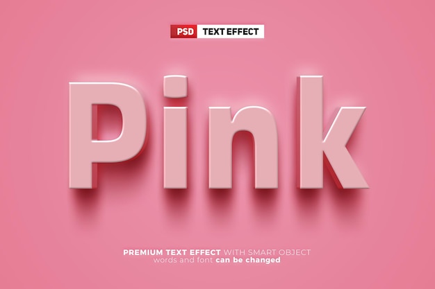 Love pink 3d bold editable text effect style mockup