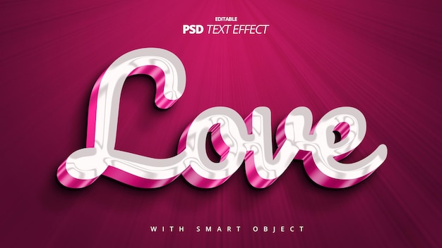 PSD love pink 3d light text effect template design