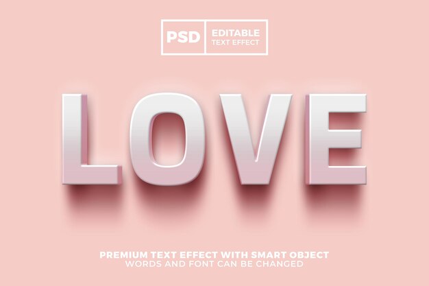 Love pink white elegant 3d editable text effect style